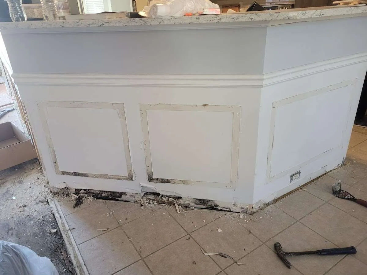 Water damage and mold on kitchen during Storm Damage Restoration in Georgetown